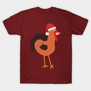 Abstract Thanksgiving Turkey in Santa Hat for Christmas T-Shirt